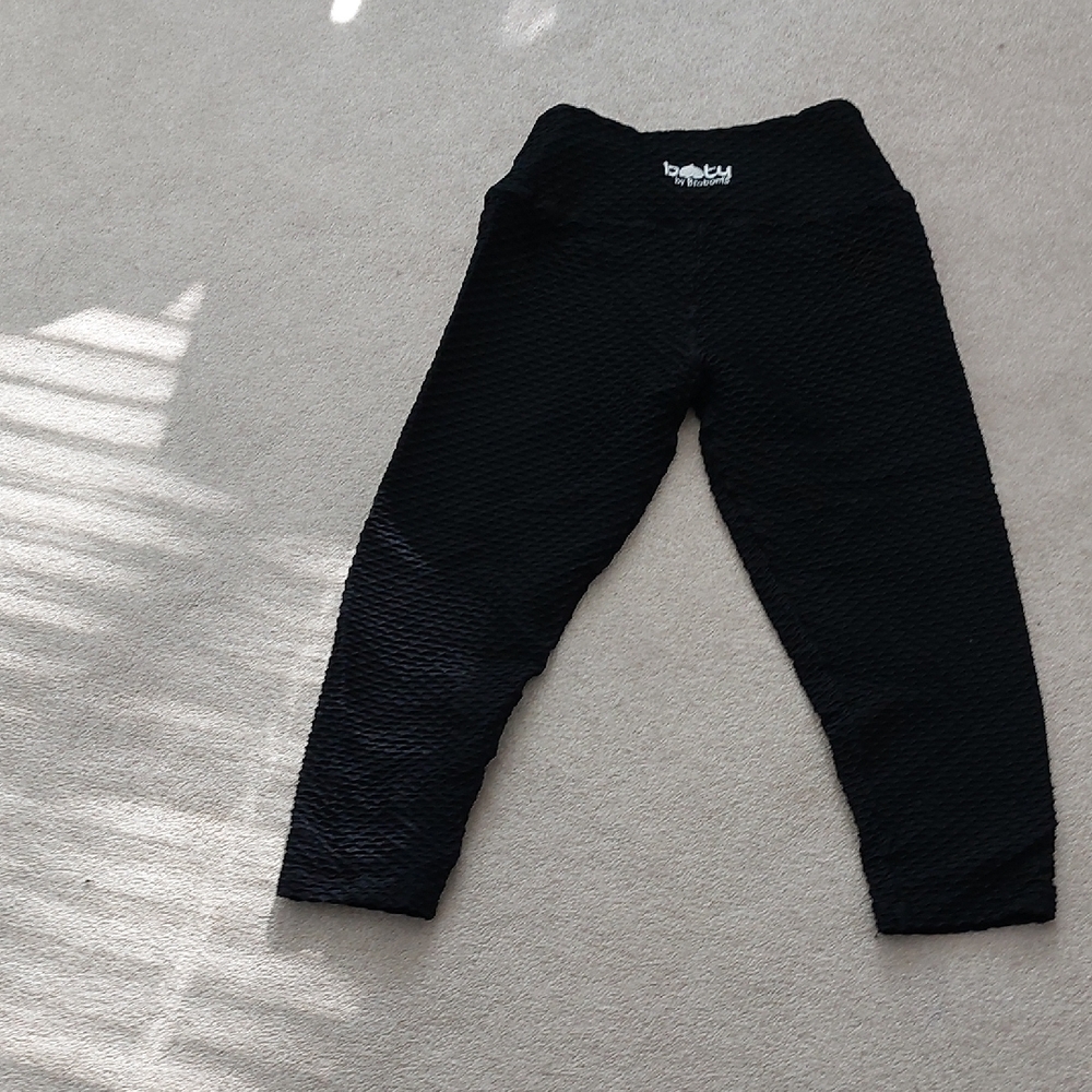 Black Textured Womens Leggings,capri